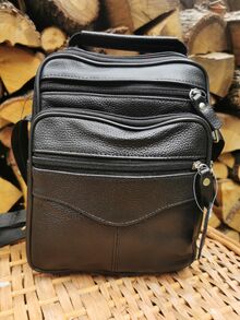 Мъжка чанта ЕСТЕСТВЕНА КОЖА-8510-черна