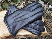 Мъжки ръкавици ЕСТЕСТВЕНА КОЖА с много дебела вата-тъмно кафеви-К-040