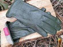 Дамски ръкавици ЕСТЕСТВЕНА КОЖА-тъмно зелени