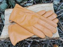Дамски ръкавици ЕСТЕСТВЕНА КОЖА-светло кафяви