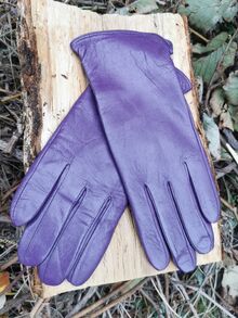 Дамски ръкавици ЕСТЕСТВЕНА КОЖА-тъмно лилави