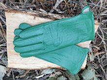 Дамски ръкавици ЕСТЕСТВЕНА КОЖА-зелени
