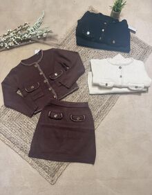 Дамски елегантен сет пола с жилетка