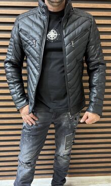 Мъжко зимно кожено яке