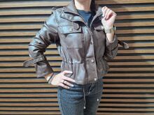 Дамско кожено яке-кафяво