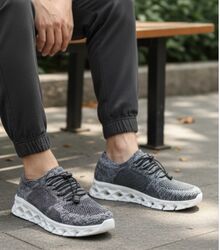 Мъжки комфортни текстилни маратонки-сиви