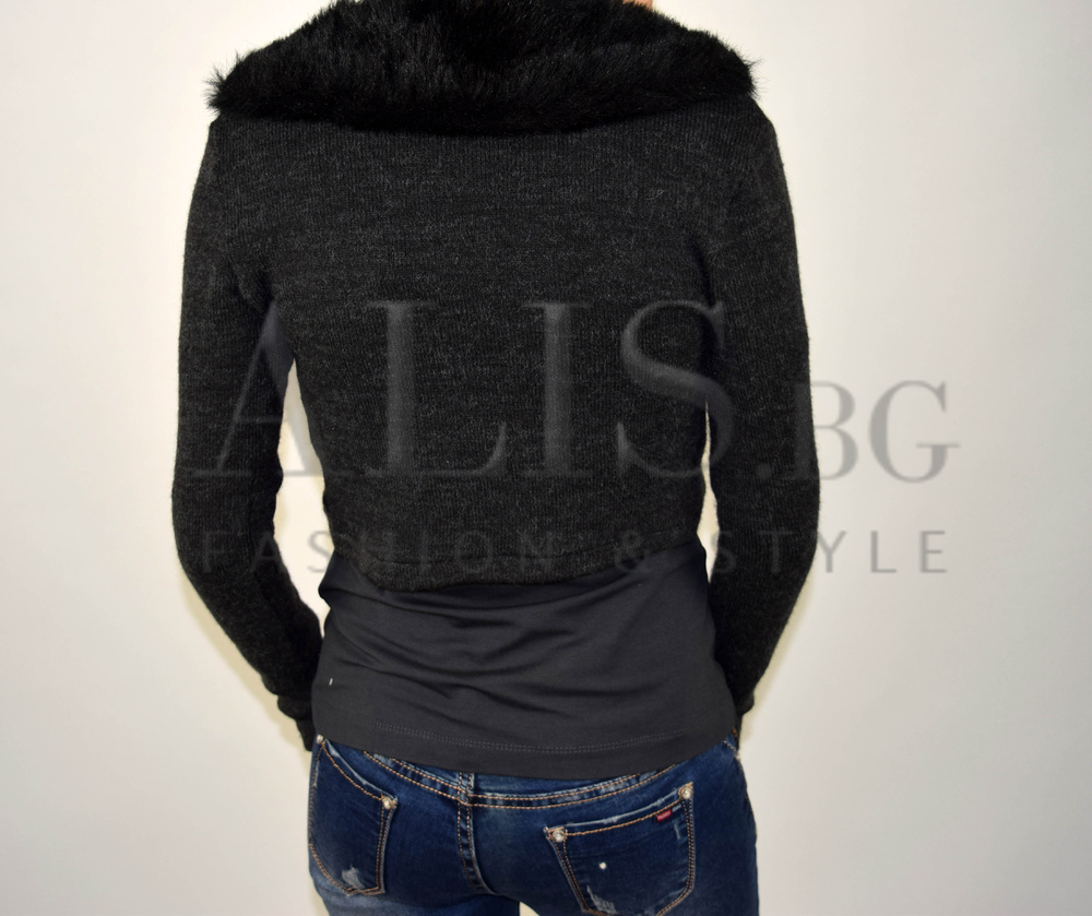Дамско стилно болеро в графитено сиво - Alis.bg - Fashion & Style
